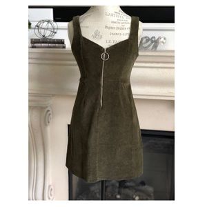 Green Corduroy Strapped Overall Dress